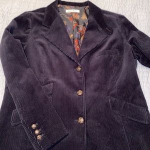 Old Money Travelsmith Corduroy Car Coat Jacket Black Size Medium
